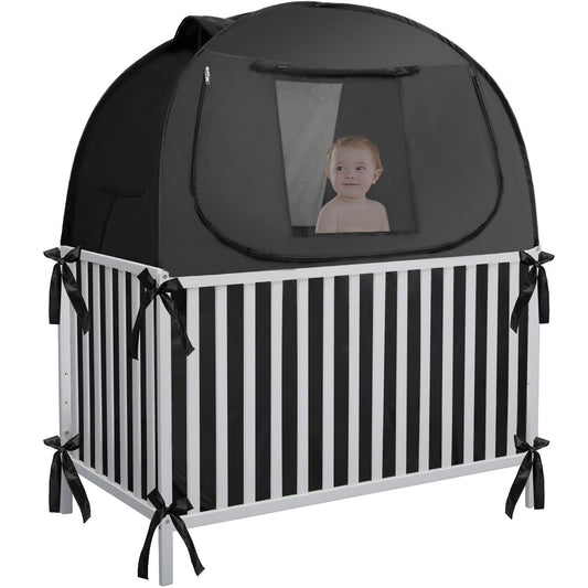 L RUNNZER Portable Blackout Crib Cover - Block 90% Light!
