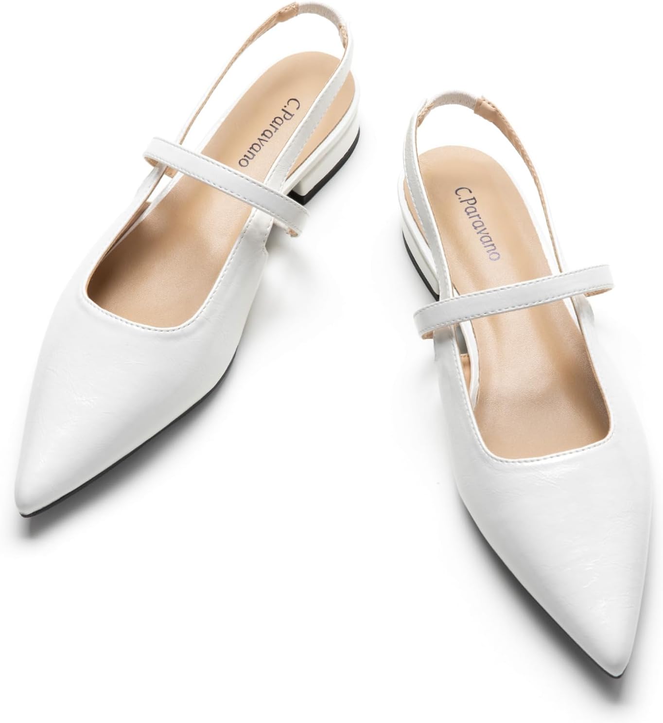 C.Paravano Women's Slingback Flats - Comfortable Leather Shoes