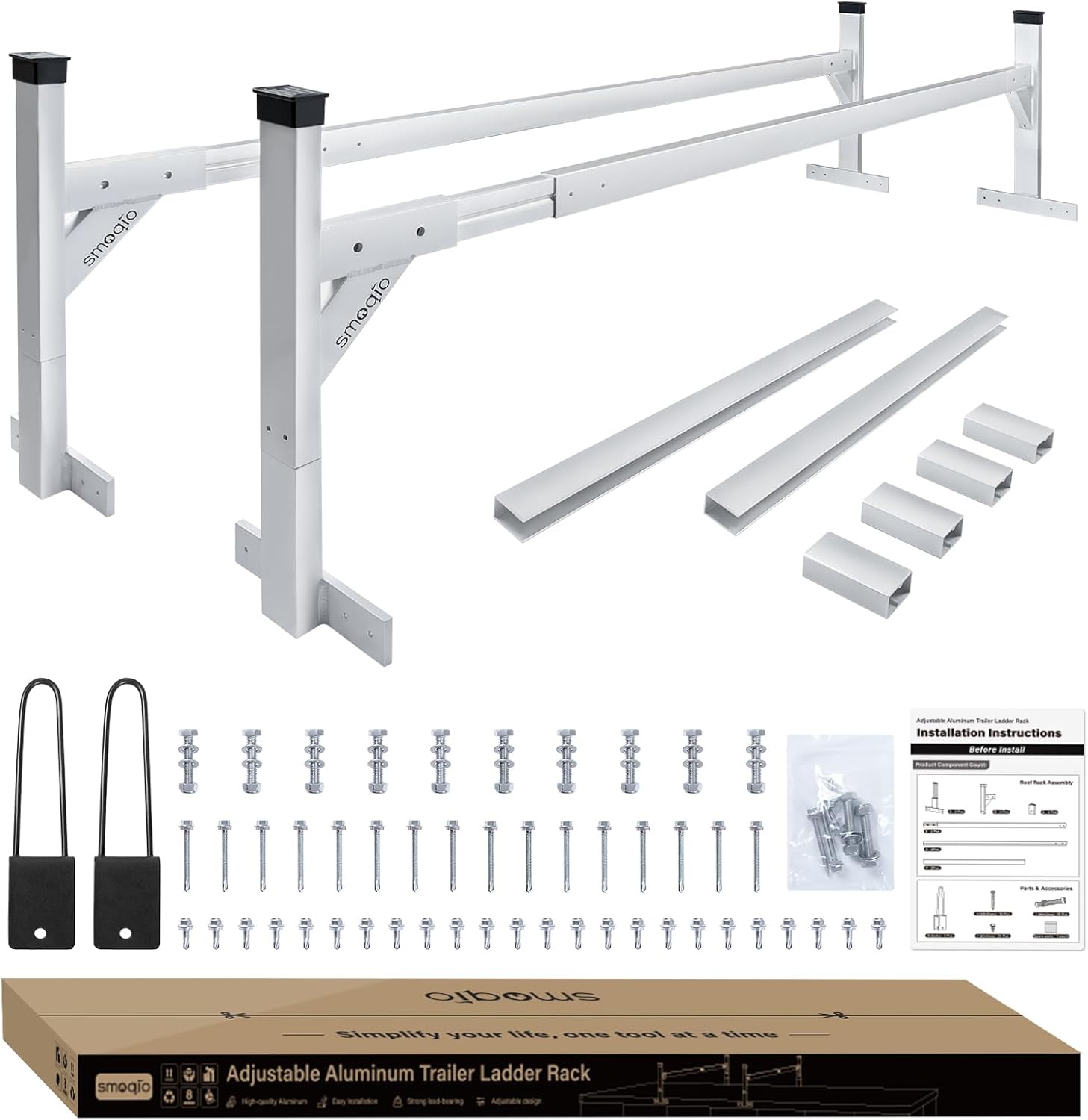 Adjustable Aluminium Ladder Rack for Trailers - Durable & Versatile