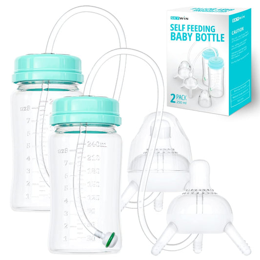 Skywin Self-Feeding Baby Bottle Set - Convenient 8oz Holder