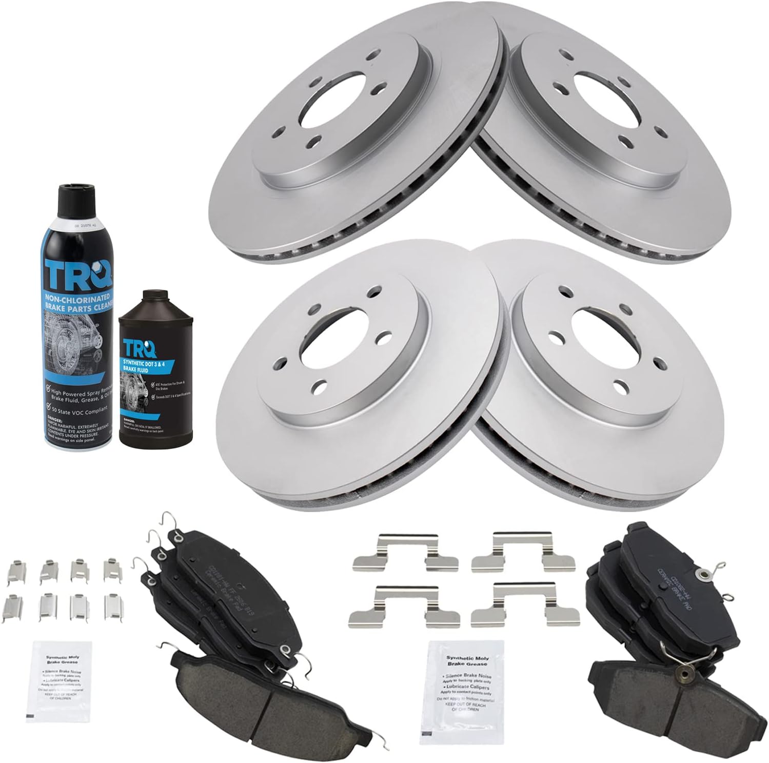 TRQ Front and Rear Brake Pad & Rotor Kit for Ford Mustang