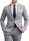 Men's Slim Fit 2 Piece Suit Set - Modern Two Button Wedding Suit Amyox