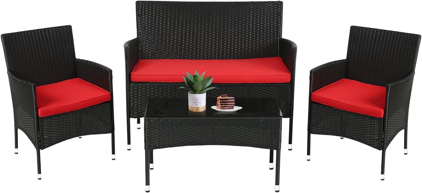 FDW Rattan Furniture Wicker Chair Set for Outdoor and Indoor Use