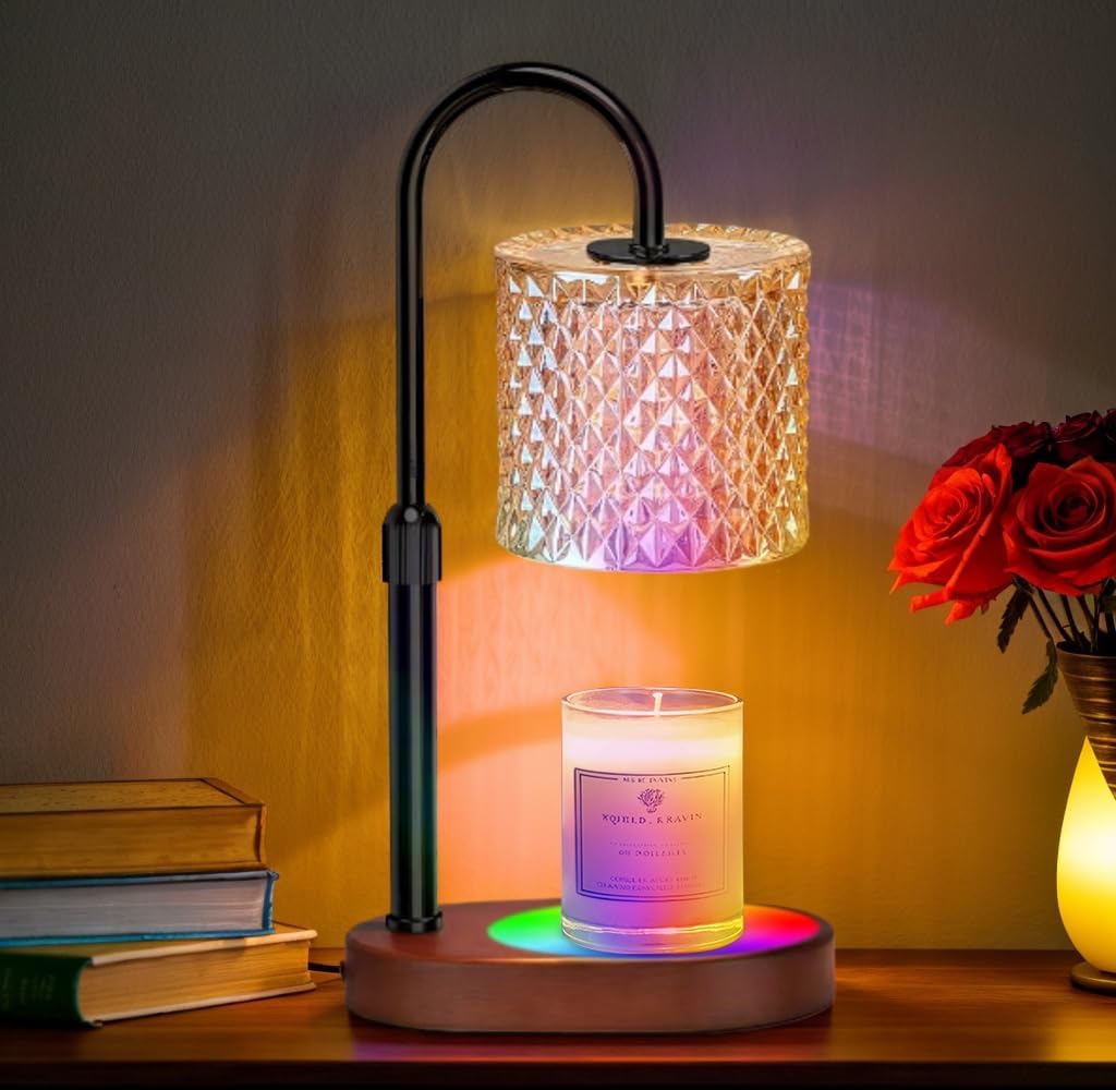 Candle Warmer Lamp with 8 Colors LED and Timer Dimmer Features