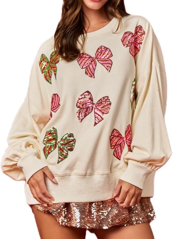 Sparkly Heart Sequin Sweatshirt by Yiulangde