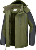 Men's Ski Snow Jacket Waterproof Windproof Fleece-Lined Parka