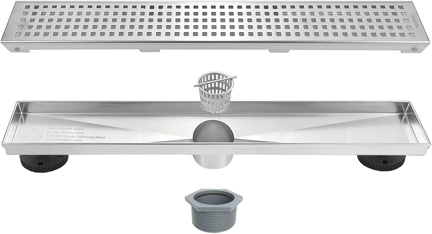 Neodrain 18-Inch Brushed Linear Shower Drain for Modern Bathrooms