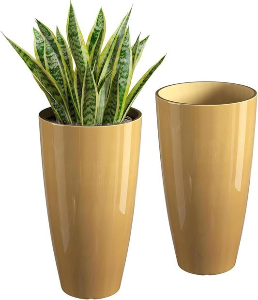 21 Inch Tall Planters for Outdoor & Indoor Plants - 2 Pack