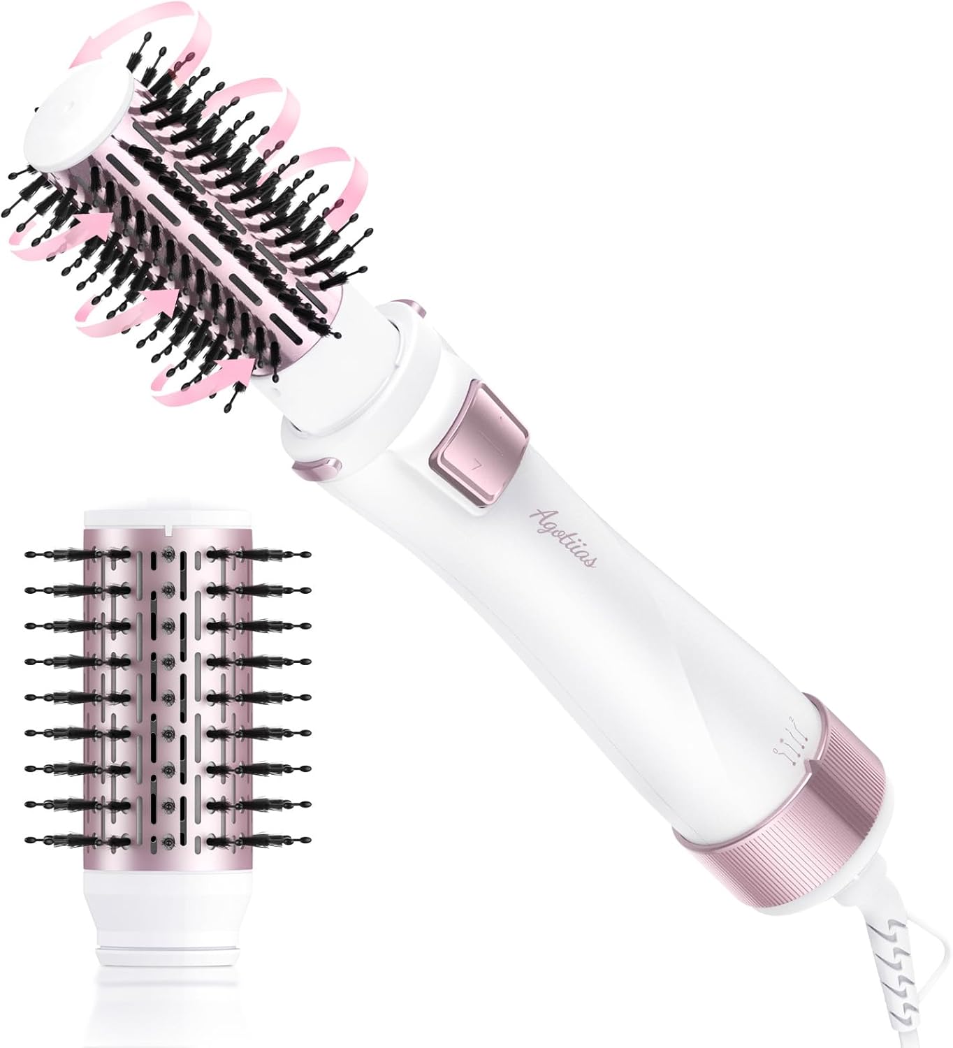 Rotating Hair Dryer Brush Spinning with Detachable Brushes