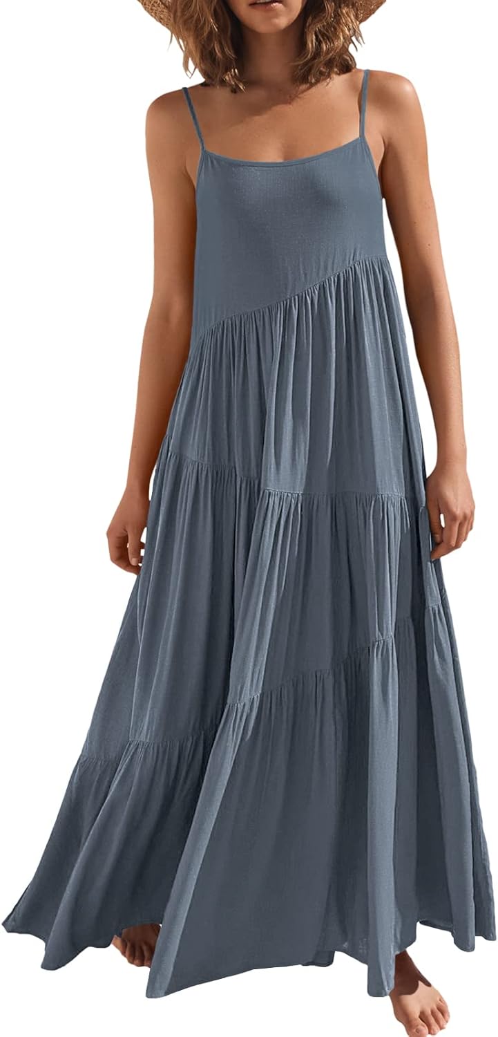 Women Summer Casual Loose Sleeveless Sundress for Beach Fun