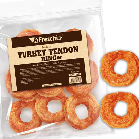 Natural Turkey Tendon Ring Chew for Medium Breeds - 10 oz