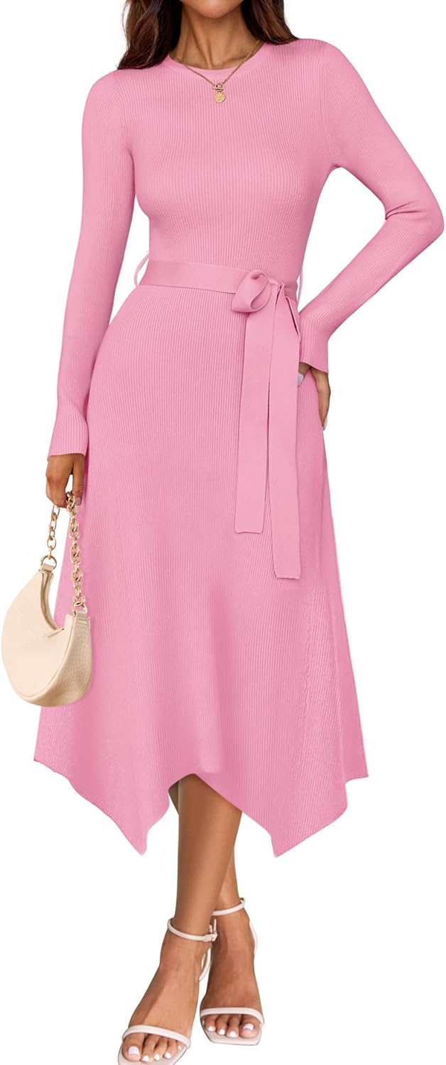 ZESICA Long Sleeve Sweater Dress for Women - Stylish Midi Dress