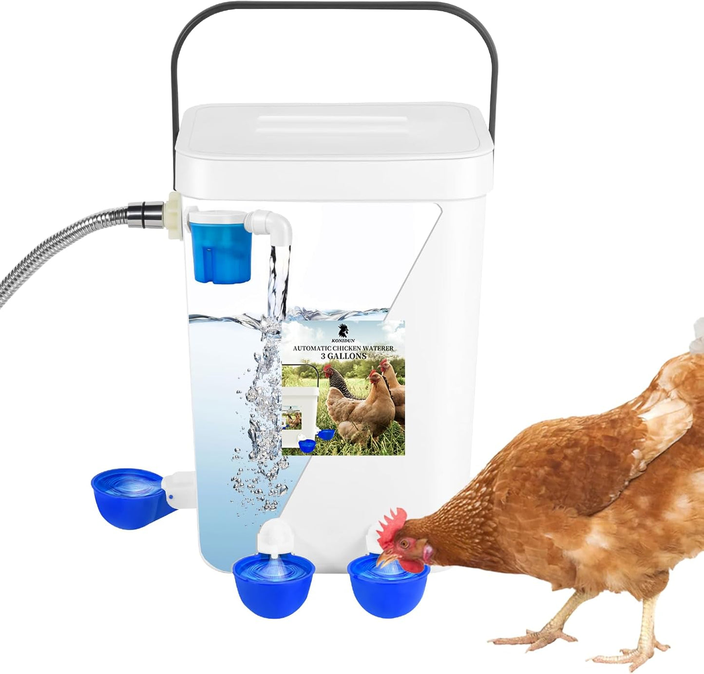 Filtered 3 Gallon Chicken Waterer Set by KONIDUN