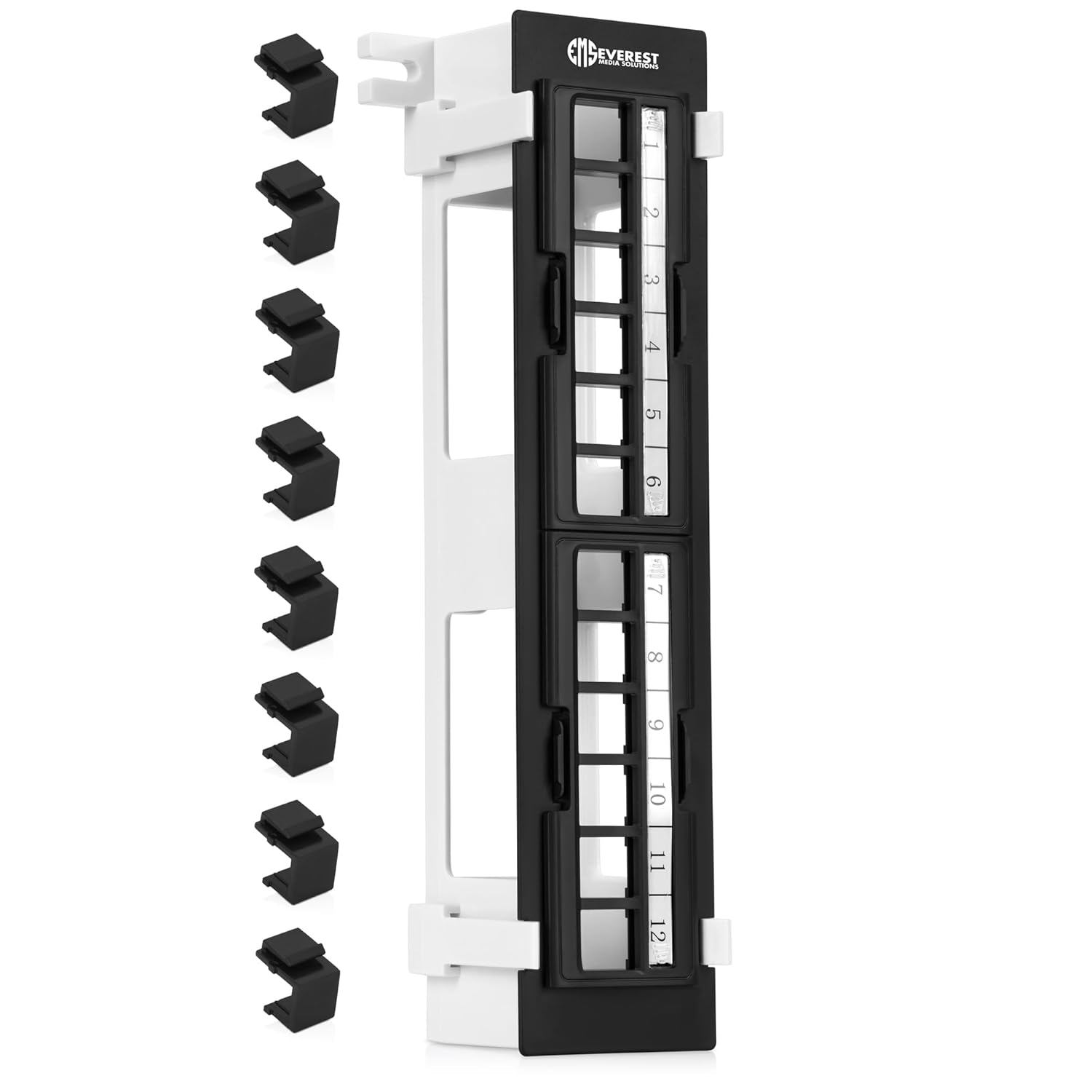 12-Port Keystone Patch Panel with Removable Inserts for Easy Access
