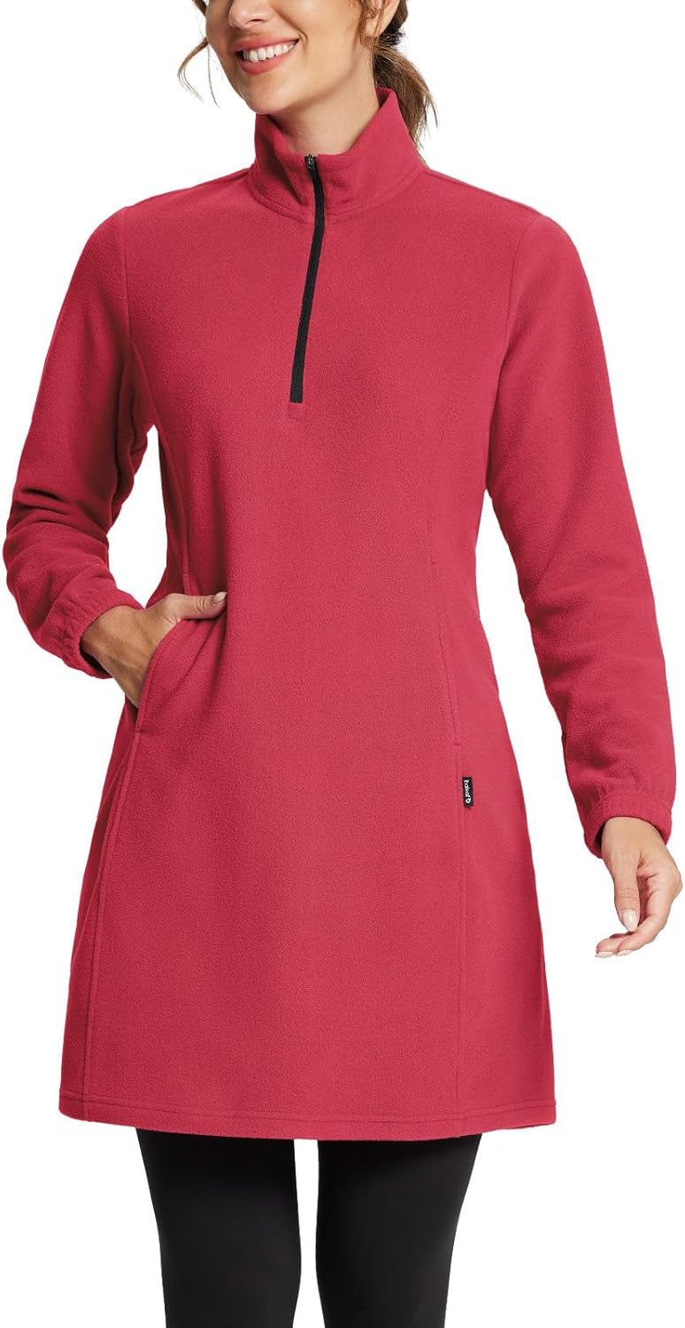 baleaf Women's Polar Fleece Dress Long Vest for Winter Comfort