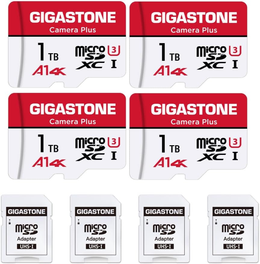 GIGASTONE 1TB Micro SD Card 4-Pack for Action Cameras and More