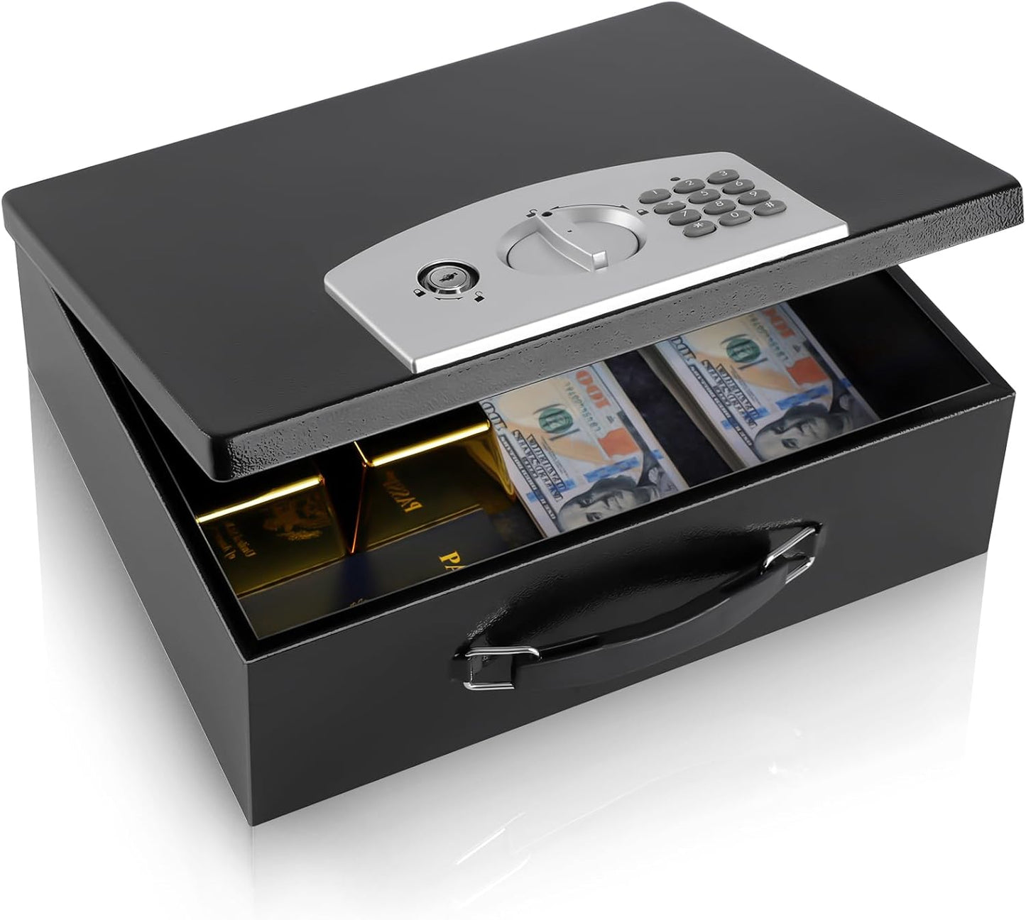 Dalmbox Portable Metal Safe Box with Digital Code Lock for Security