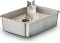 Jumbo Stainless Steel Cat Litter Box 27.5in x 19.6in - XXL High Sides