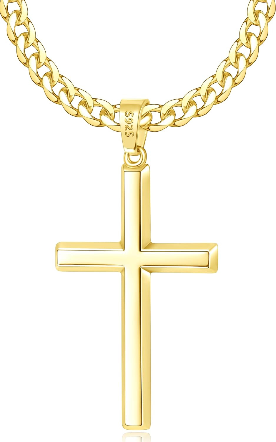 Italian 925 Sterling Silver Cross Necklace for Men and Women