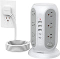 TESSAN Tower Power Strip with Individual Switches - Space Saving Surge