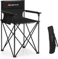 Folding Camping Chair with Tall Back and Storage Pouches - Portable