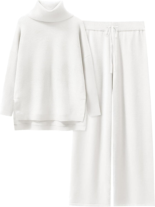 Oversized Turtleneck Knit Pullover Sweater Set for Women