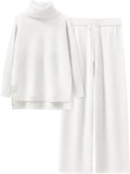 Women Two Piece Oversized Turtleneck Knit Pullover Set - Cozy Fall