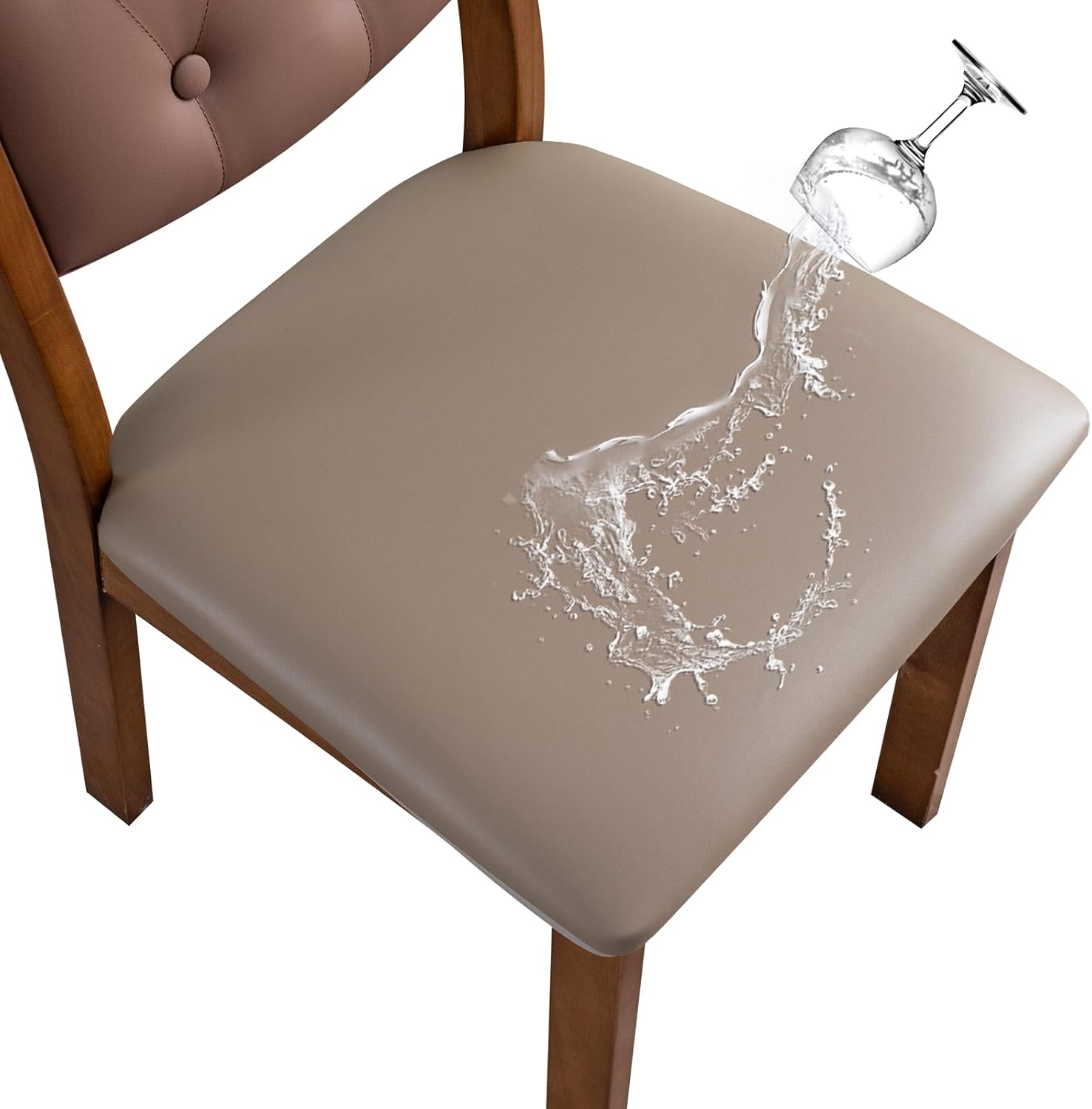 Genina Waterproof PU Leather Chair Seat Covers for Dining Chairs