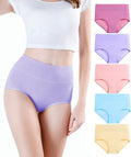 Women's High Waisted Cotton Briefs 5 Pack - Comfortable Full Coverage