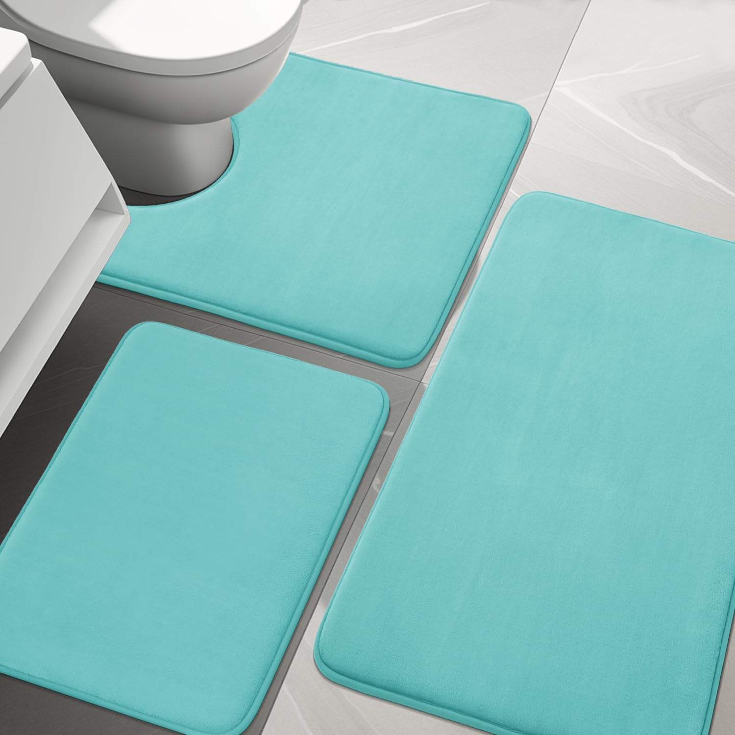 YIHOUSE Bathroom Rug Sets 3 Piece Memory Foam Soft Mats