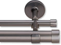 Matte Graphite 4 ft Double Curtain Rod - 1-1/8 in Large Diameter