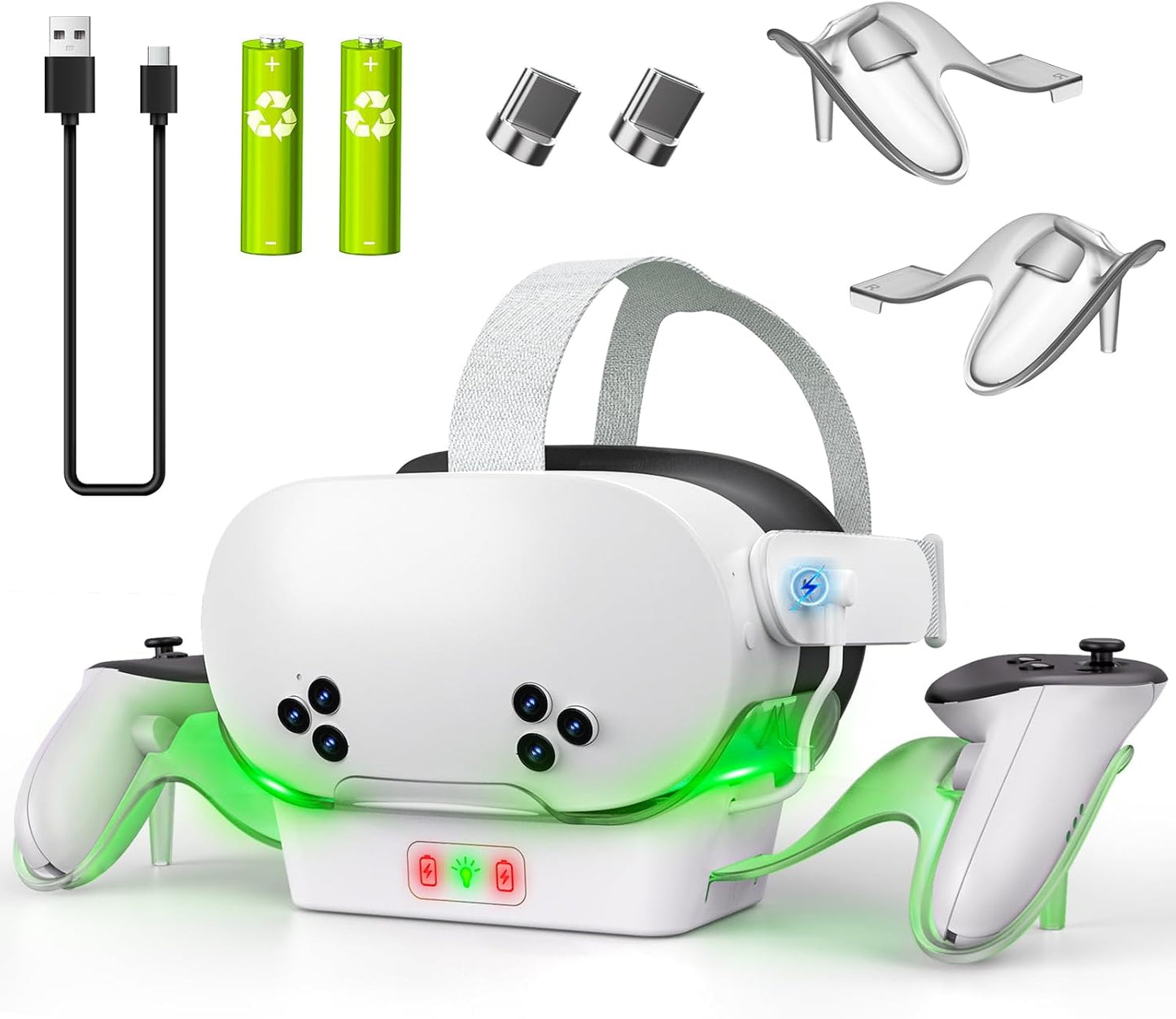 Charging Dock for Meta Quest 3S/3/2 with Rechargeable Batteries