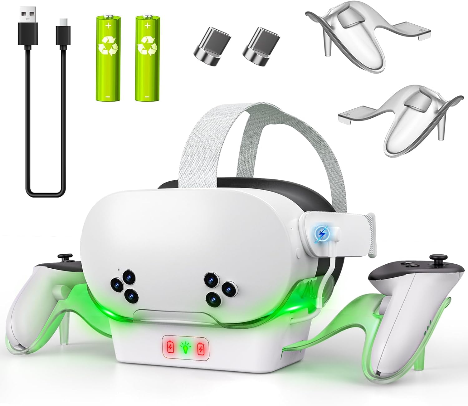Charging Dock for Meta Quest 3S/3/2 with Rechargeable Batteries