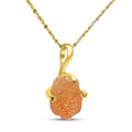 Natural raw sunstone gemstone chain pendant necklace - dainty