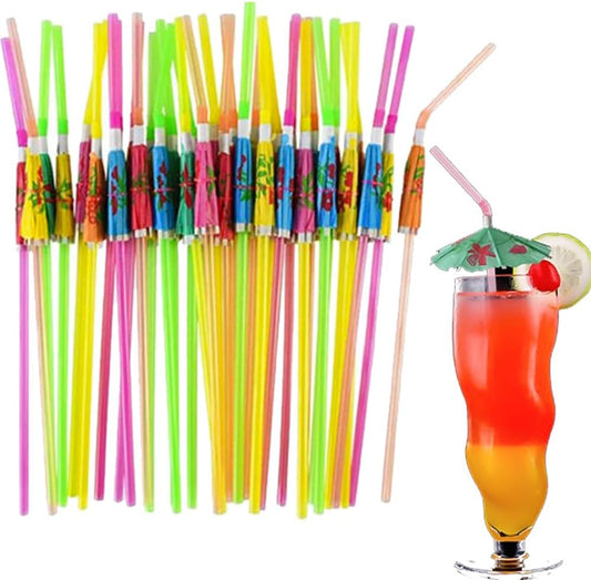 Hawaiian Mini Umbrella Straws - Tropical Vibe for Drinks!