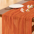10pc Orange Fall Cheesecloth Table Runner 35in x 120in - Rustic Boho