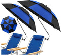 48.6in Double Canopy Beach Umbrella with Clamp - Large UPF50+ Shade