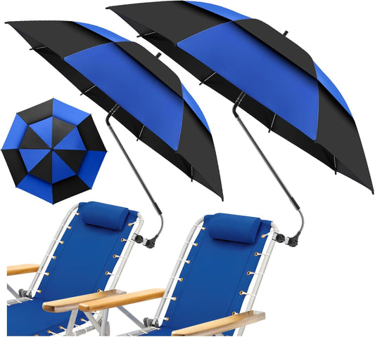 48.6in Double Canopy Beach Umbrella with Clamp for Comfort