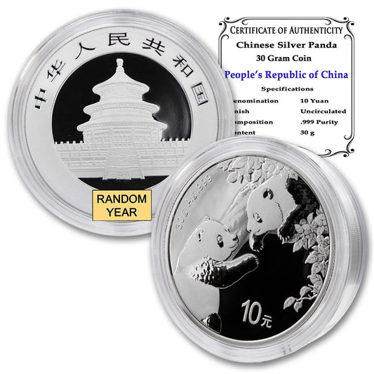 2016 - Present 30 g Chinese Silver Panda Coin Brilliant Uncirculated