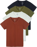 Women's Classic-Fit Cotton V-Neck T-Shirt 4 Pack - Soft Everyday Tees