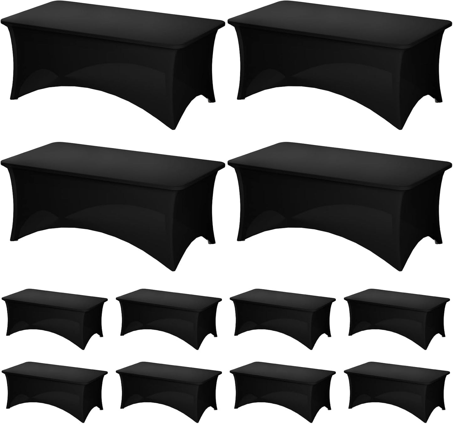 Black Spandex Table Covers for 6 Foot Tables - 12 Pack Set