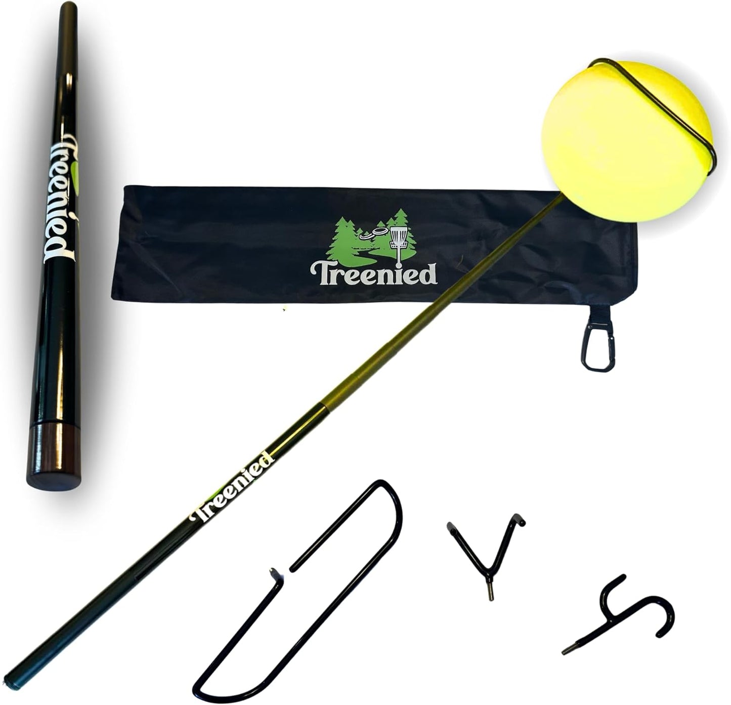 16ft Carbon Fiber Disc Golf Retriever | 3 Hooks | Bag | Treenied