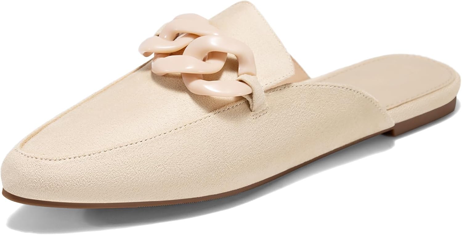 Juliet Holy Womens Mules Flats with Stylish Metal Chain Design