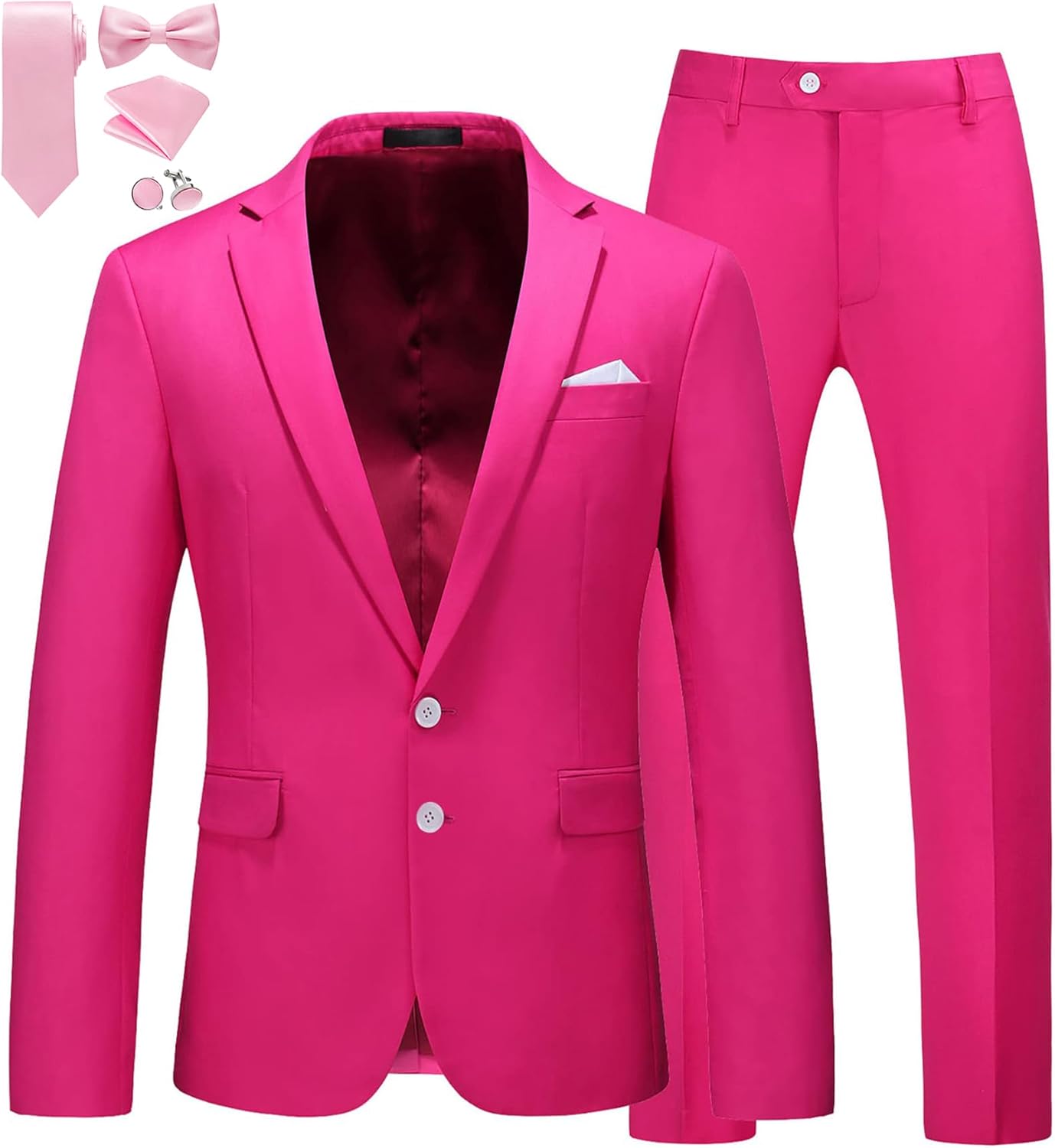 MOGU Mens Slim Fit Suit 2 Piece Tuxedo for Weddings and Prom