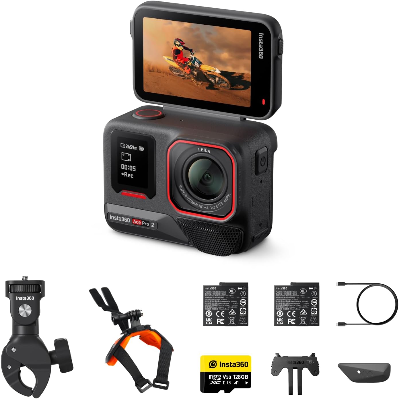 Insta360 Ace Pro 2 Motorcycle Bundle - 8K Waterproof Action Camera