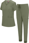 Natural Uniforms Womens 10 Pocket Cool Stretch Jogger Scrub Set side