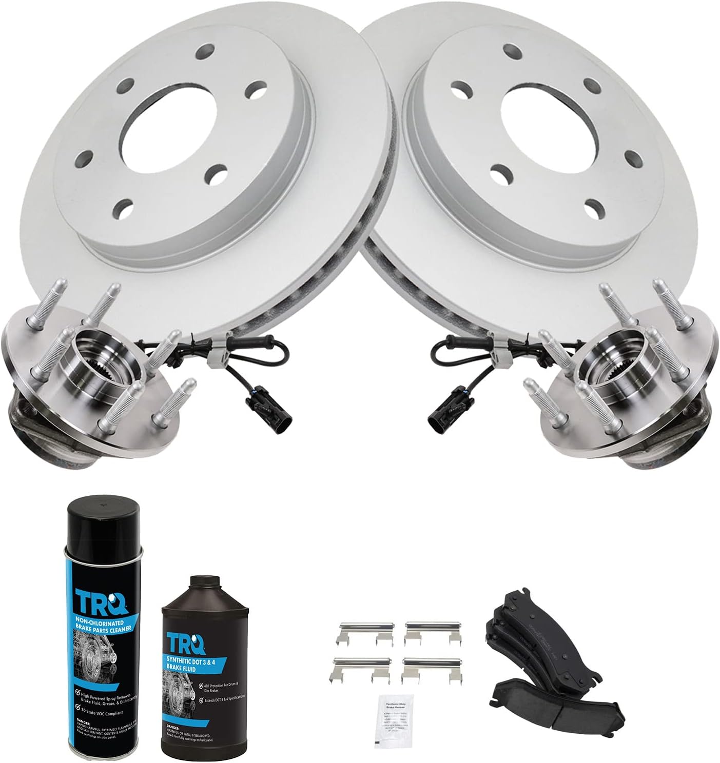 TRQ Front Brake Pad & Rotor Kit for Cadillac and Chevrolet Vehicles