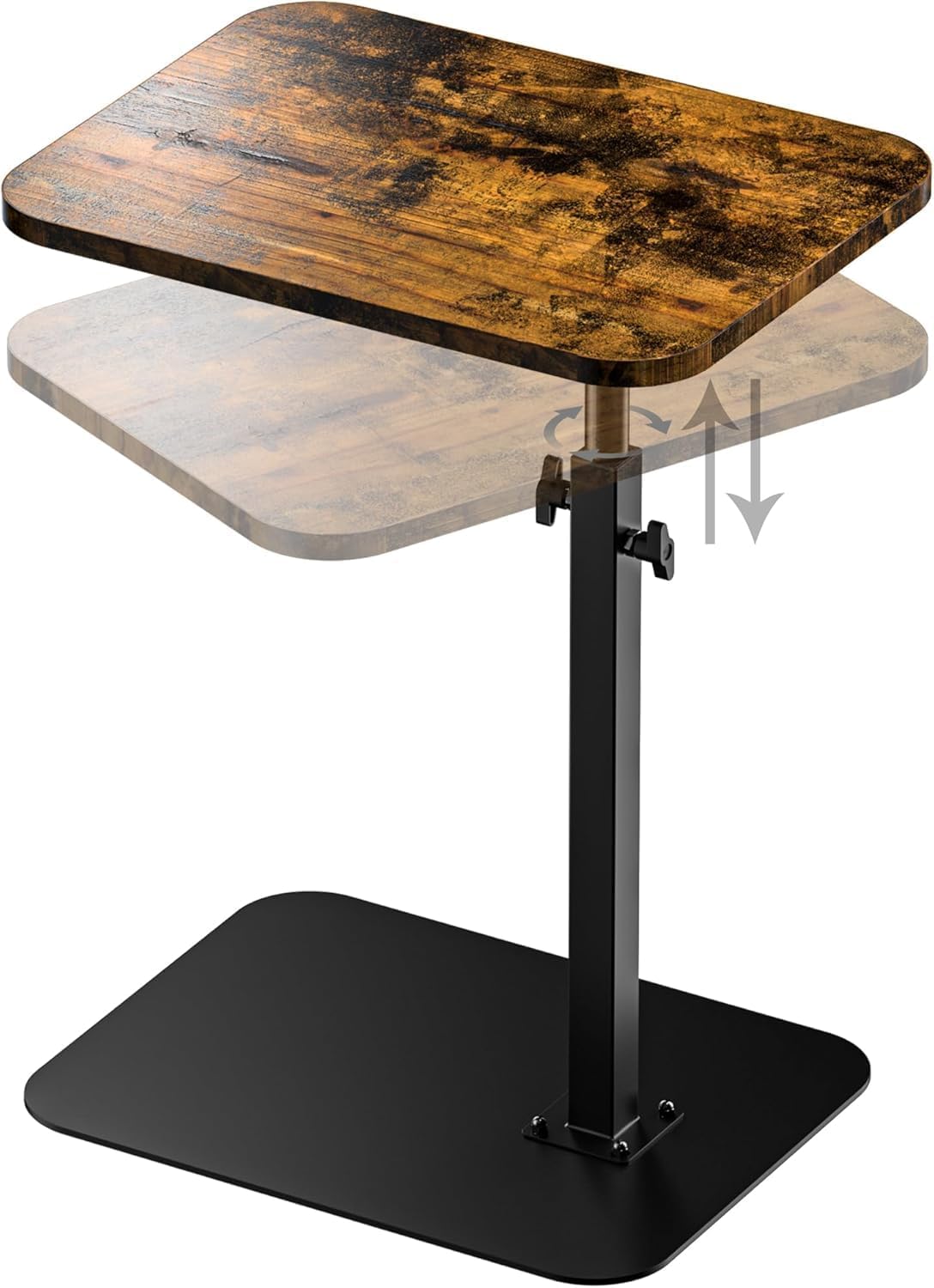 C Shaped Side Table with Heavy Metal Base for Versatile Use