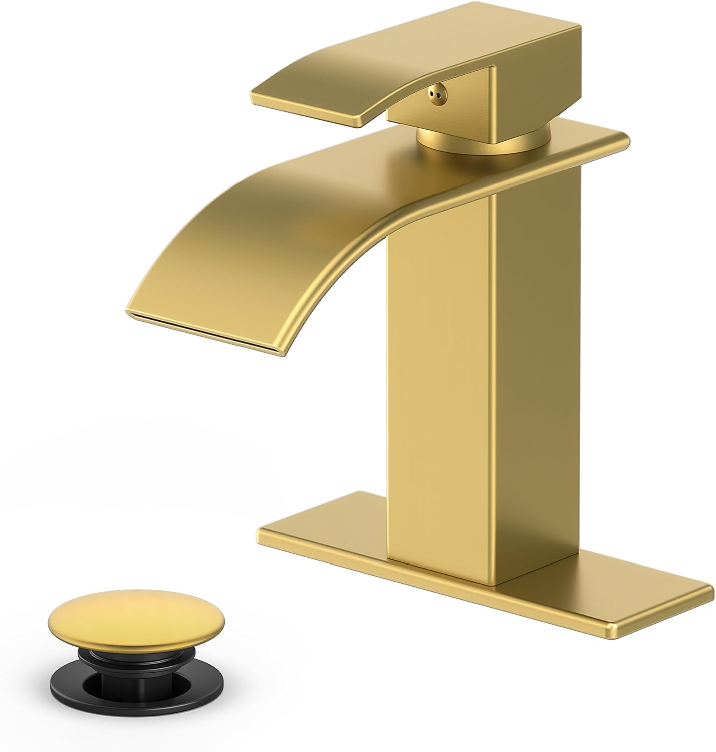 Brushed Gold Modern Waterfall Bathroom Faucet with Single Handle