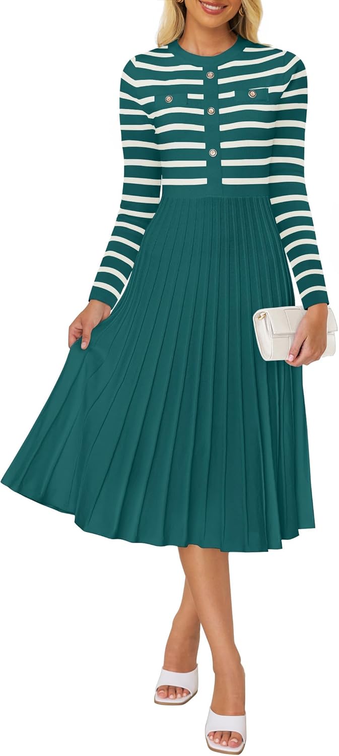 Stylish Long Sleeve Striped Midi Dress for Every Occasion